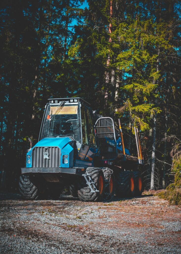tractor, machine, forest, forestry machine, deforestation, nature, tires, wheel, blue, forestry machine, deforestation, deforestation, deforestation, deforestation, deforestation